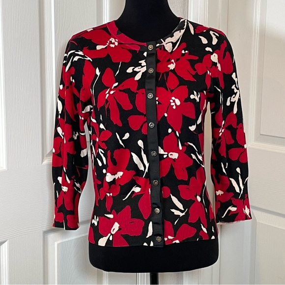 Anne Klein Black and Red Knit Top - Picture 1 of 9